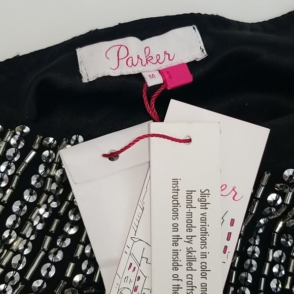 Parker One Shoulder Silver Sequined Black Lined Blouse Y2K Party - Picture 3 of 16